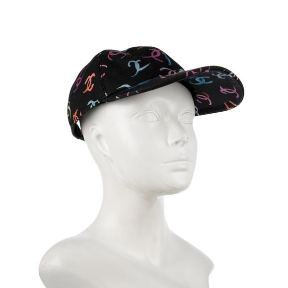 Chanel Black multicolor Interlocking CC Printed Baseball Cap One size main image 9